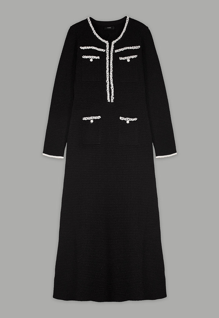 Choice Pearl Embellished Knitted Dress Black