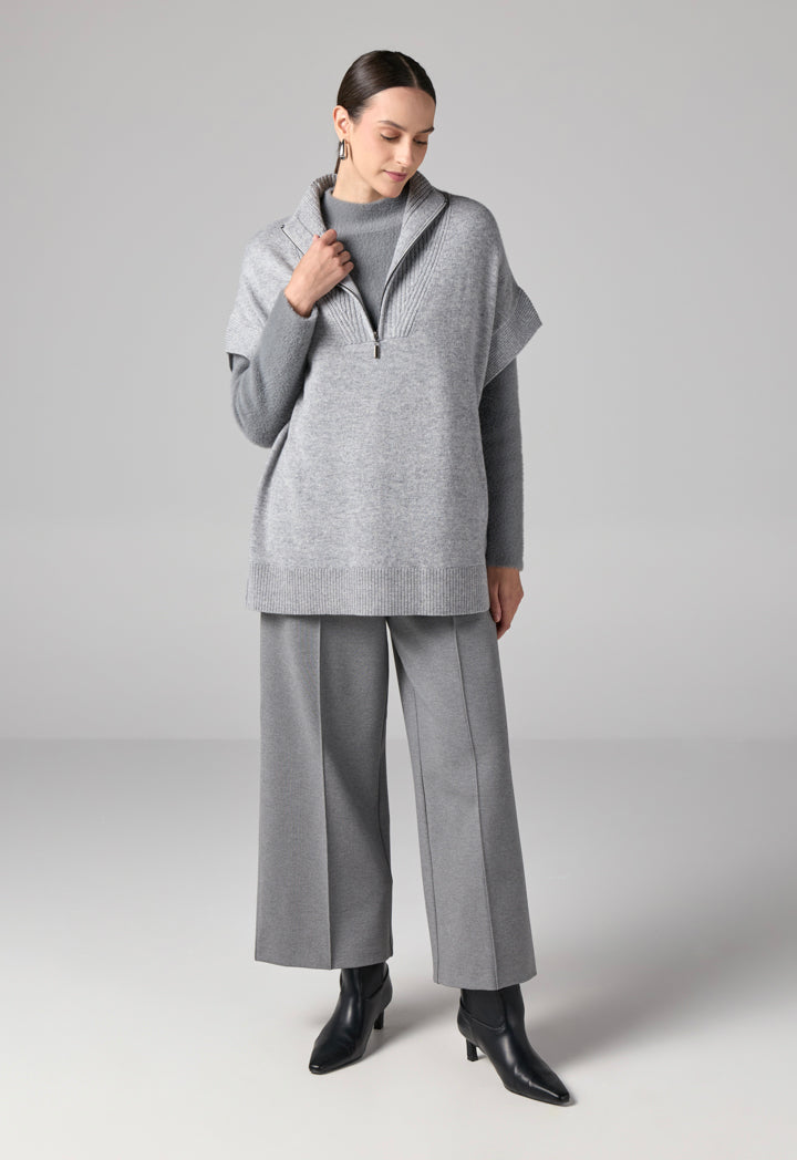 Choice Solid Knitted Sweater Vest Grey