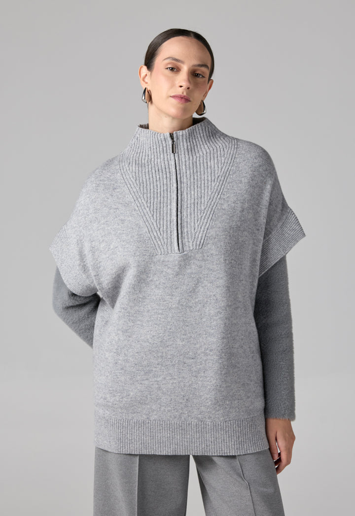 Choice Solid Knitted Sweater Vest Grey