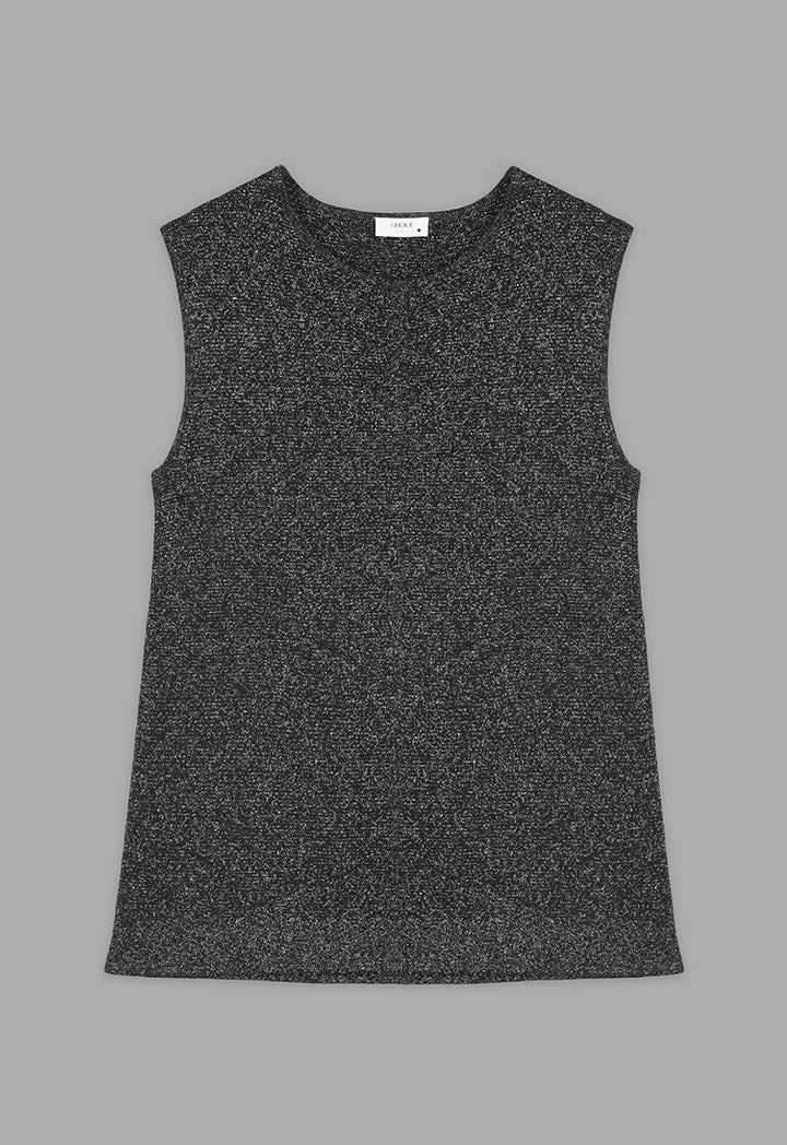 Choice Sleeveless Knitted Lurex Top Black
