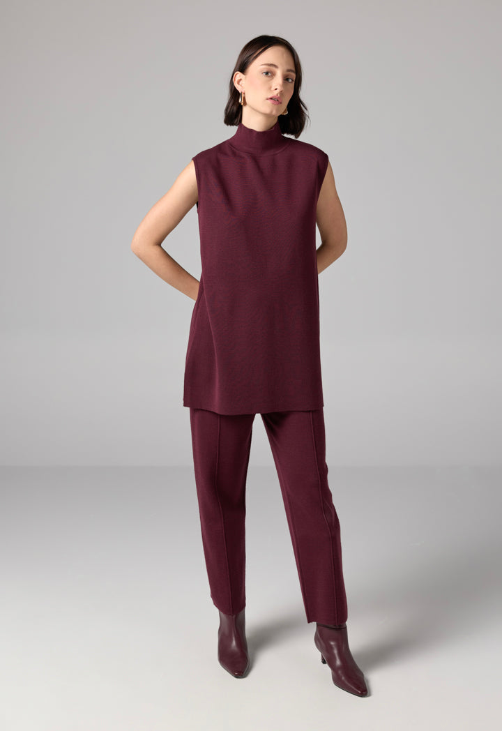 Choice Basic Sleeveless Knitted Top Burgundy