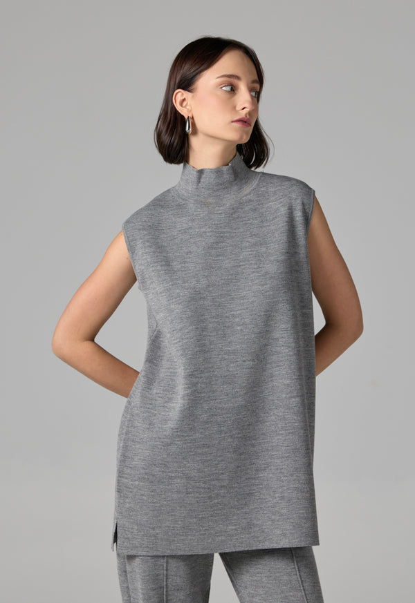 Choice Basic Sleeveless Knitted Top Grey