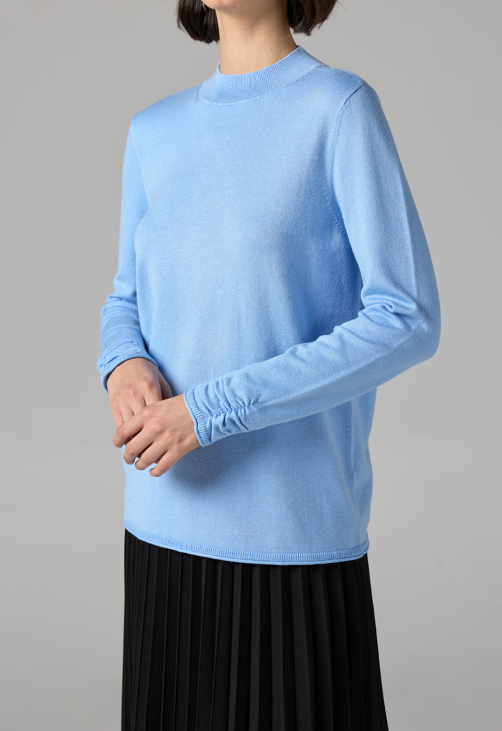 Choice Basic Long Sleeve Knitted Sweater Blue
