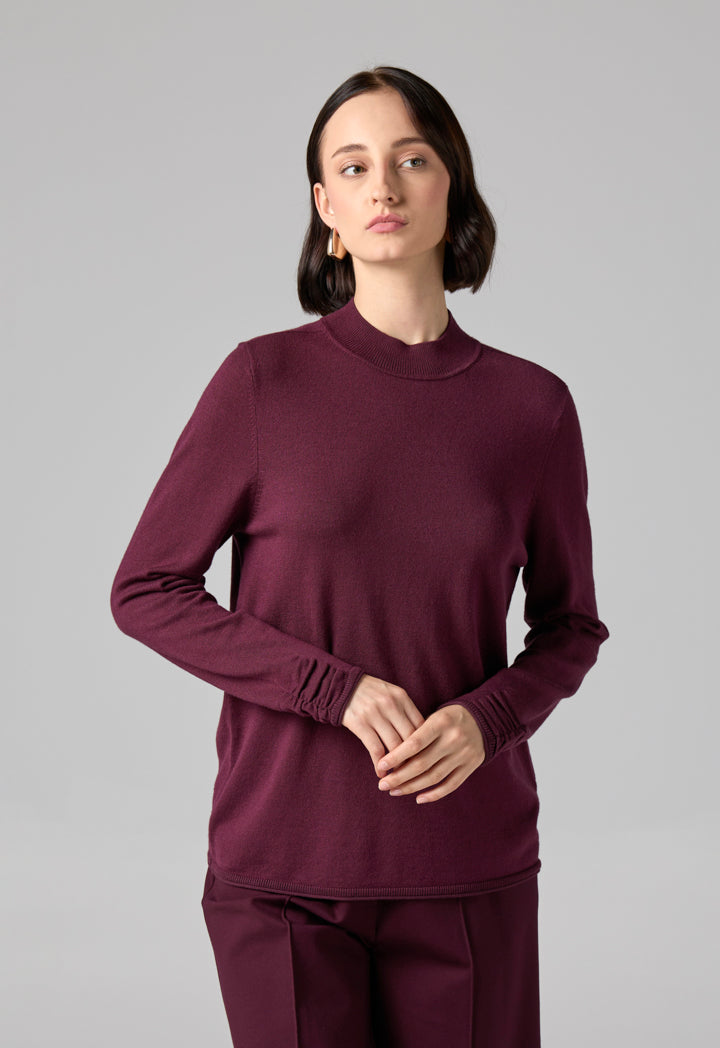 Choice Basic Long Sleeve Knitted Sweater Burgundy
