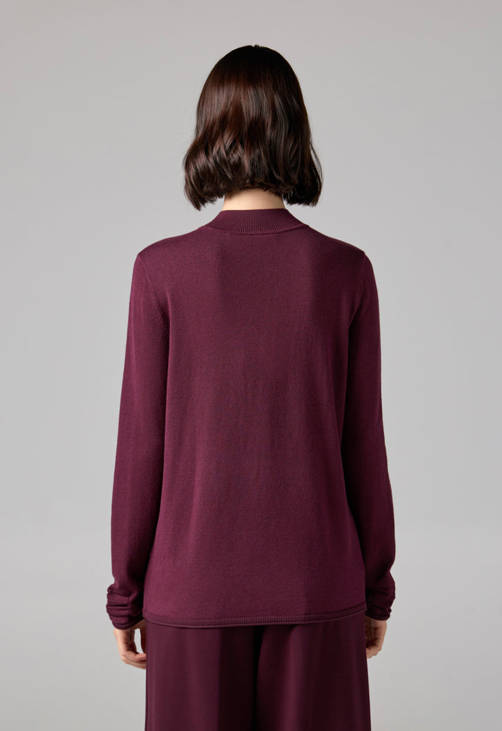 Choice Basic Long Sleeve Knitted Sweater Burgundy