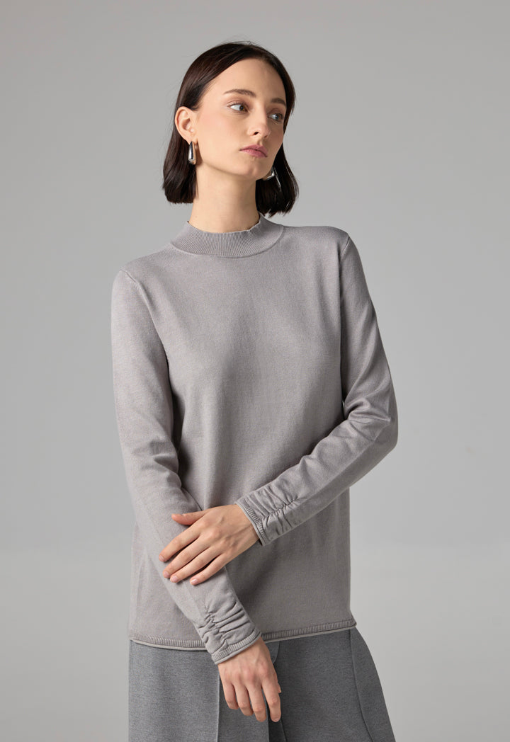 Choice Basic Long Sleeve Knitted Sweater Grey