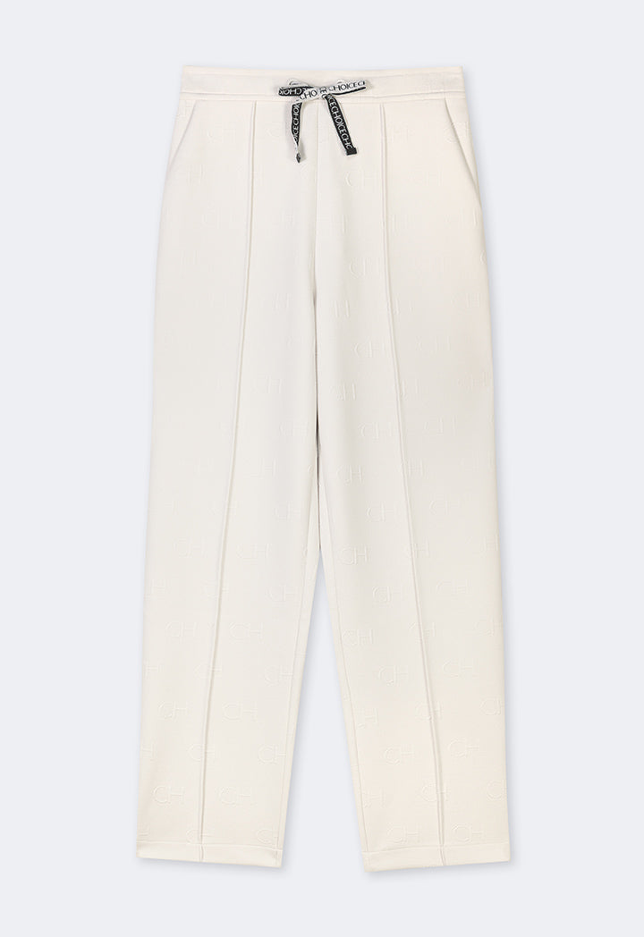 Choice Solid Monogram Drawstring Trousers Sand