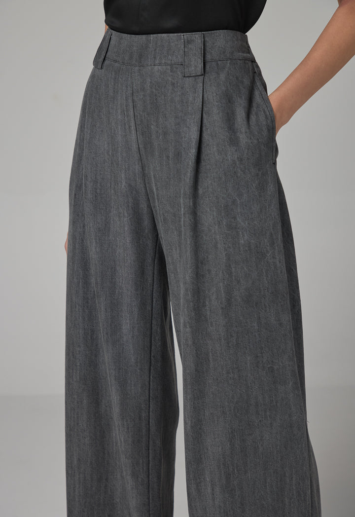 Choice Solid Wide Legs Denim Trousers Grey