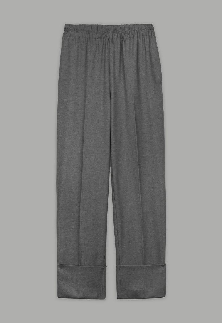 Choice Elasticated Waist Folded Hem Trousers Grey