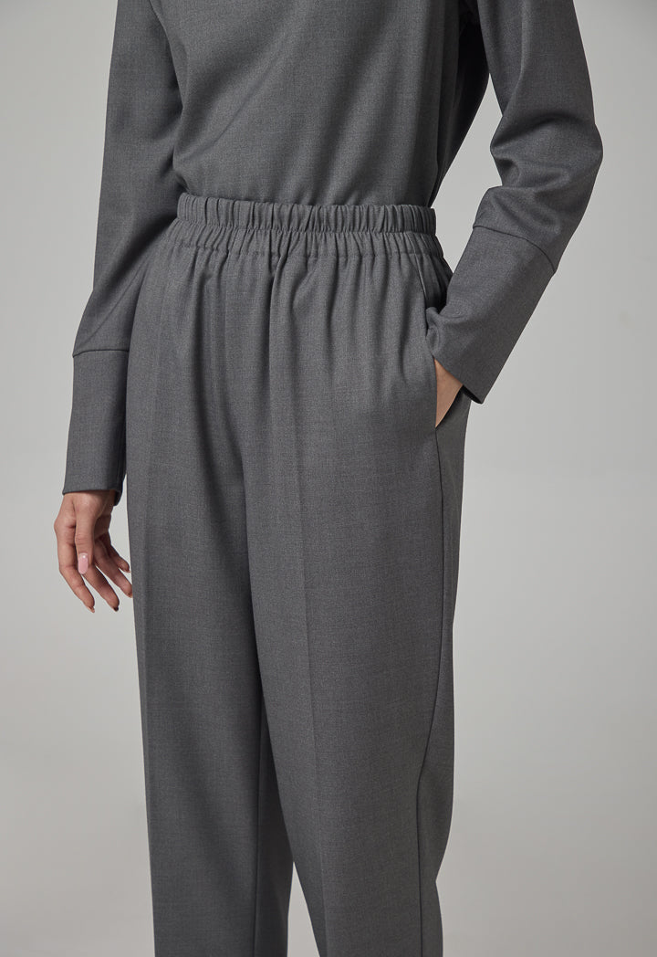 Choice Elasticated Waist Folded Hem Trousers Grey