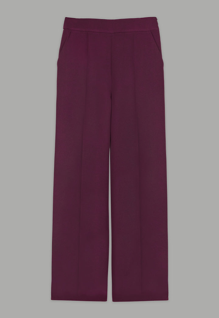 Choice Straight Wide Cut Leg Basic Trousers Cherry
