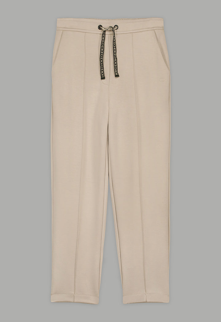 Choice Solid Elasticated Waistband Trousers Beige