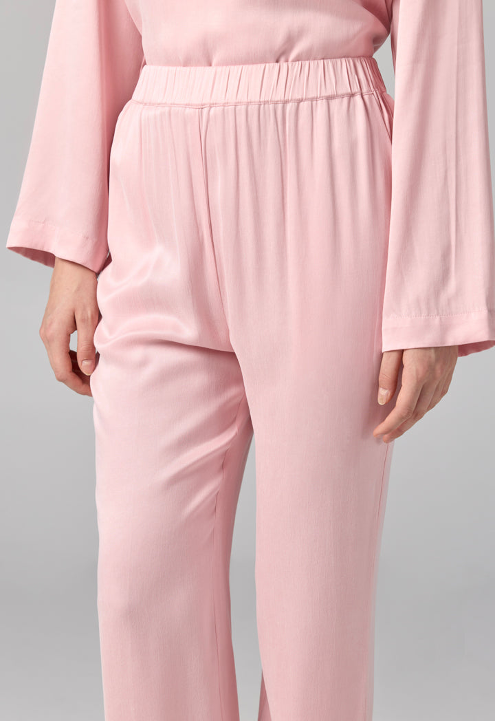 Choice Solid Elastic Waist Trousers Pink