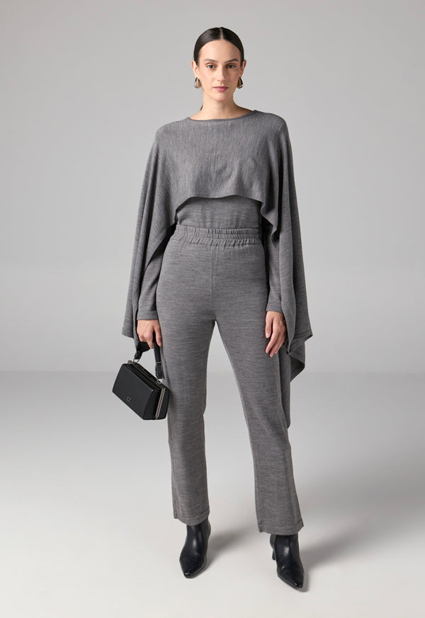 Choice Straight Cut Knitted Trousers Grey