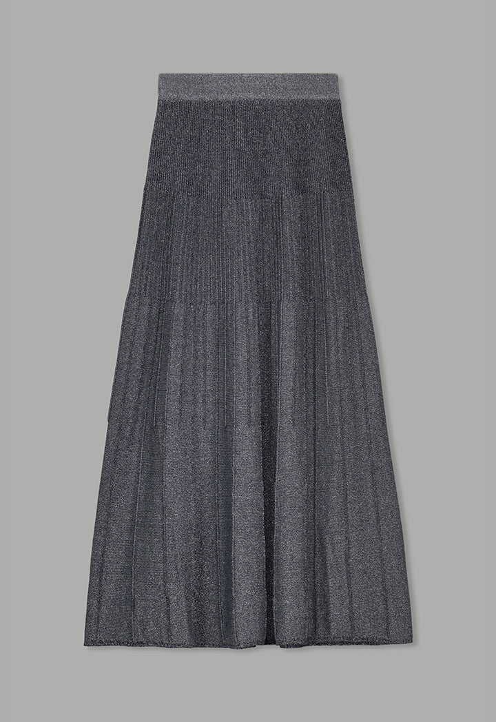 Choice Knitted Pleated Lurex Skirt Silver