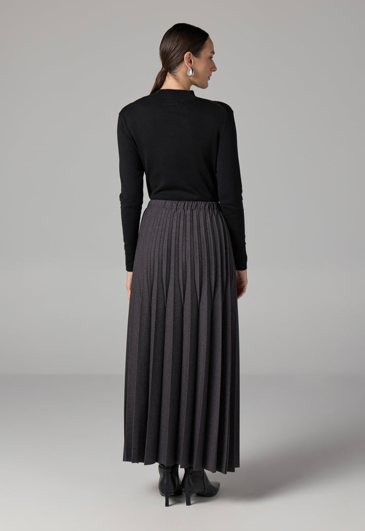 Choice All Over Pleated Solid Skirt Grey