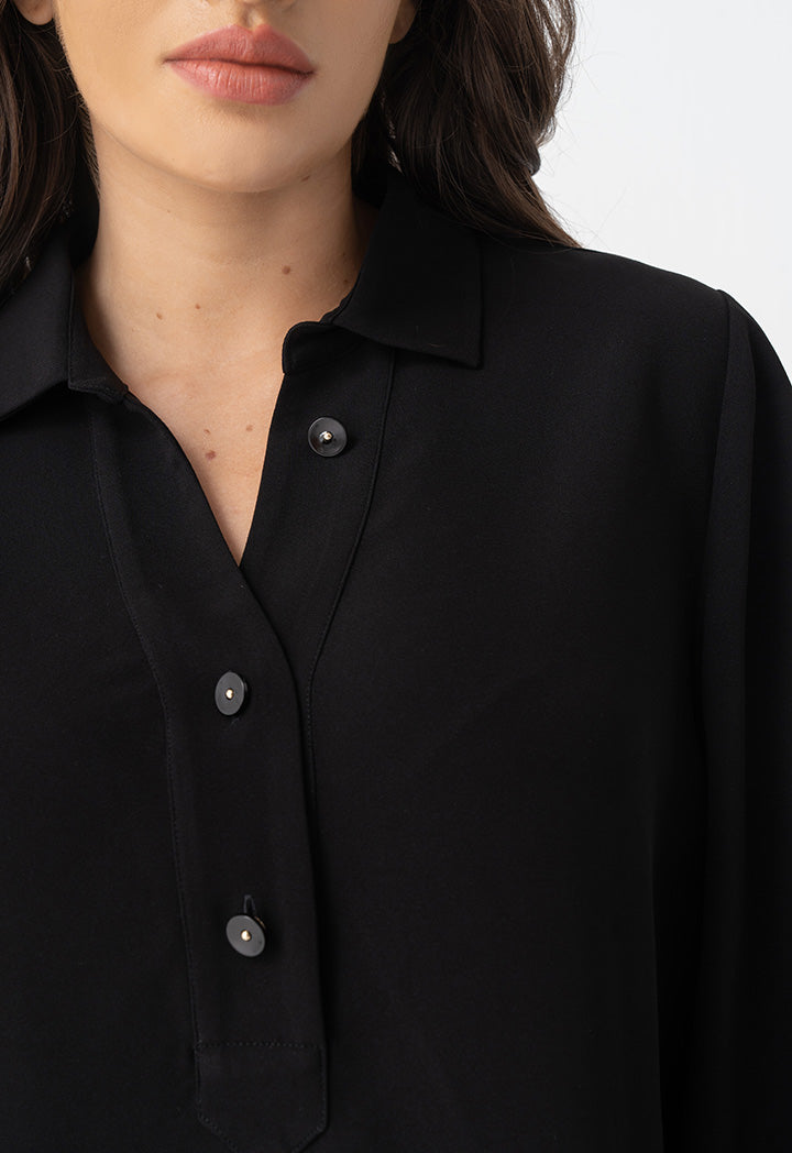 Choice Single Tone Long Sleeves Shirt Black