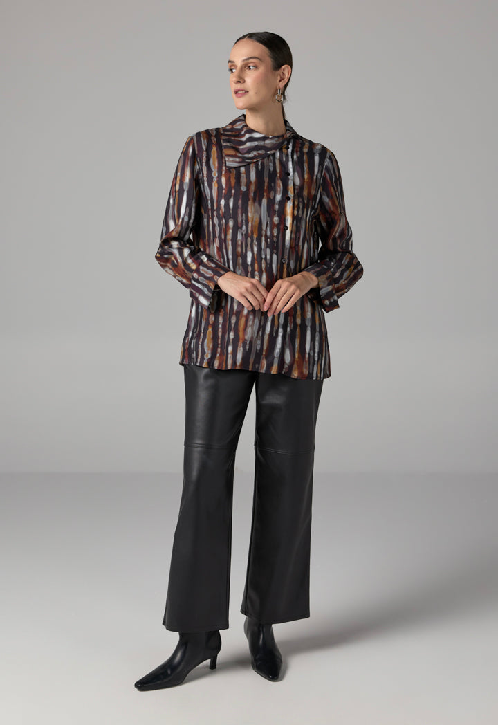 Choice Printed Asymmetrical Neck Blouse Multi Color