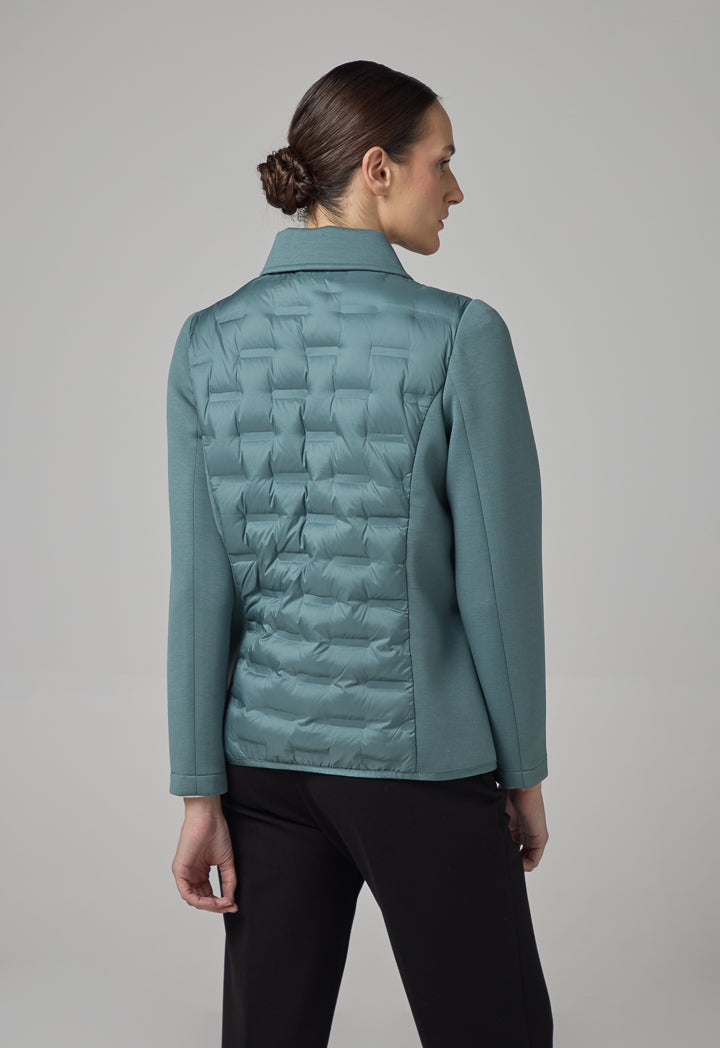 Choice Solid Long Sleeve Quilted Jacket Green