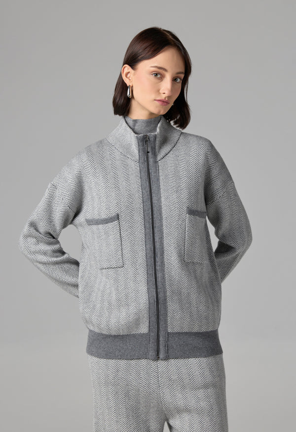 Choice Drop Shoulder Full Zip Jacket Grey