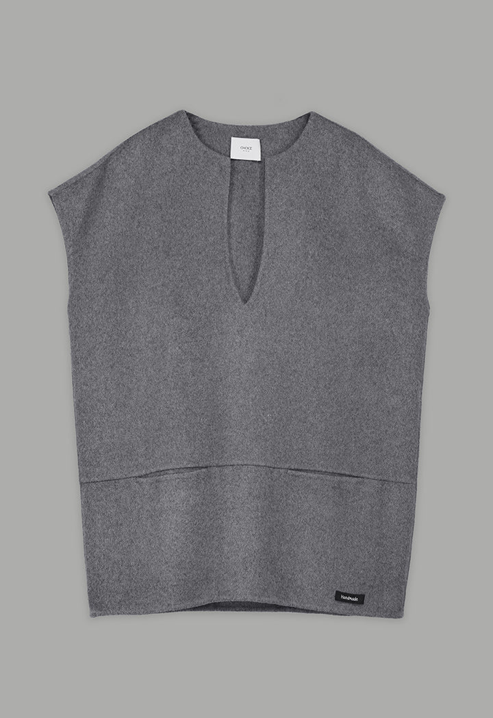 Choice Sleeveless Wool Handmade Sweater Vest Grey