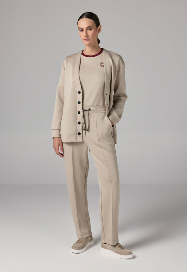 Choice Solid Long Sleeve Cardigan Beige