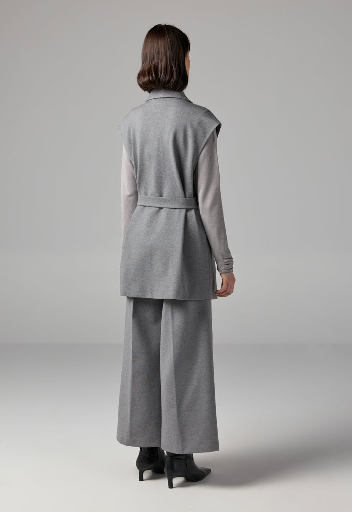 Choice Shawl Collar Front Pocket Gilet Grey