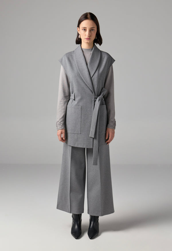 Choice Shawl Collar Front Pocket Gilet Grey