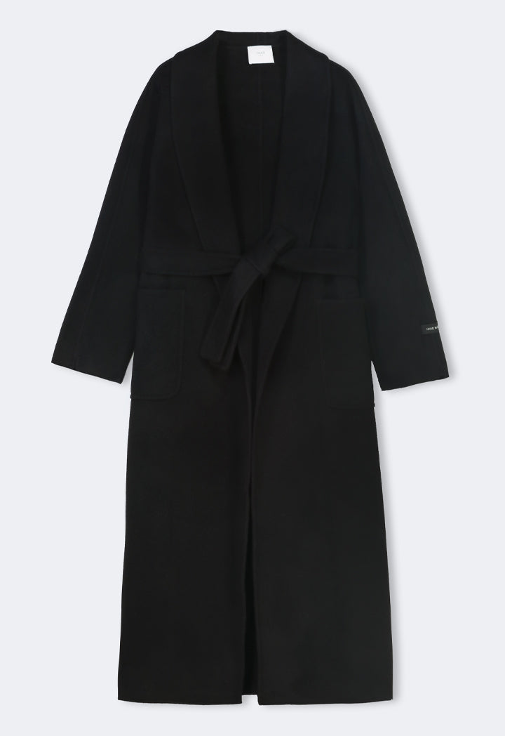 Choice Belted Wool Handmade Coat Black