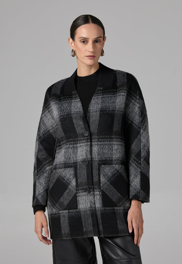 Choice Long Sleeve Contrast Cardigan Dark Grey/Black