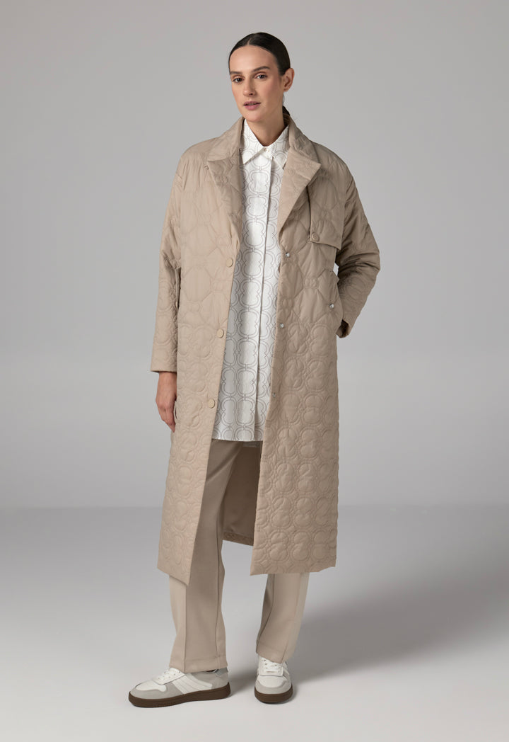 Choice  Embroidered Quilted Monogram Jacket Beige