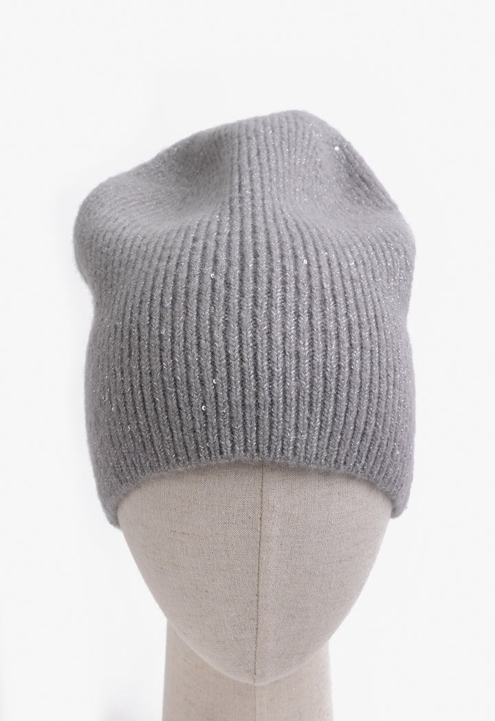 Choice Knitted Lurex Beanie Grey