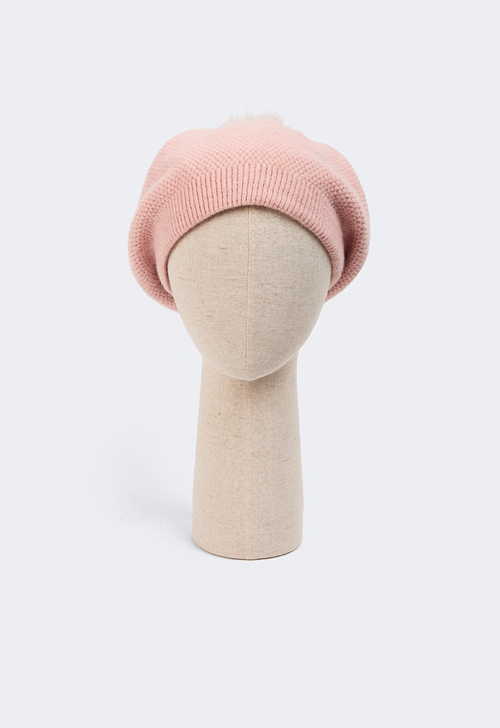 Choice Pom Pom Embellished Beanie Pink