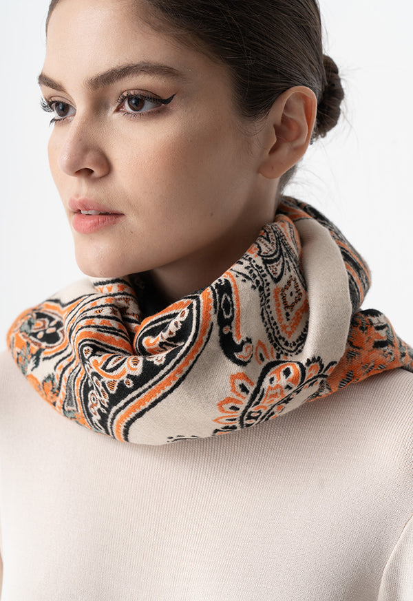 Choice Floral Print Knitted Shawl Orange