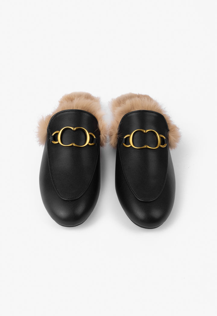 Choice Faux Fur Sole Mules Black