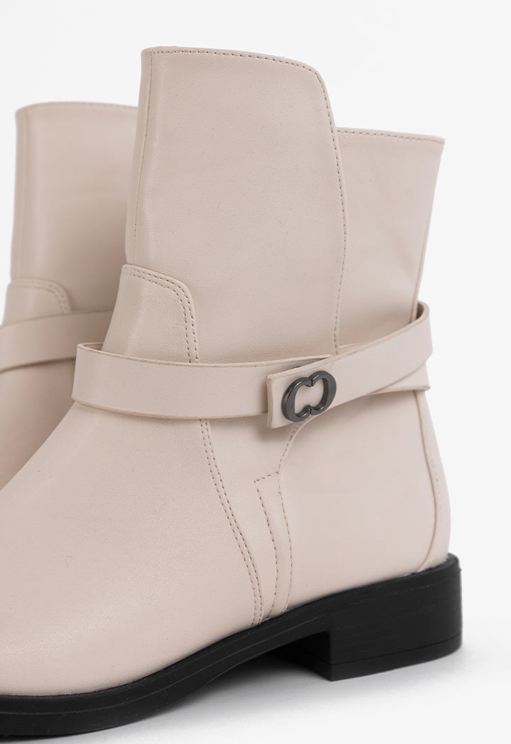 Choice Solid Winter Ankle Boots Off White