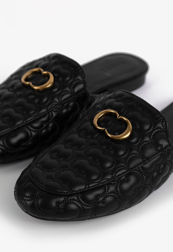 Choice Embellished Quilted Mules Black