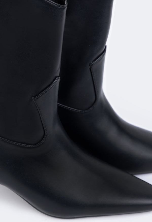 Choice Heeled Solid Boots Black