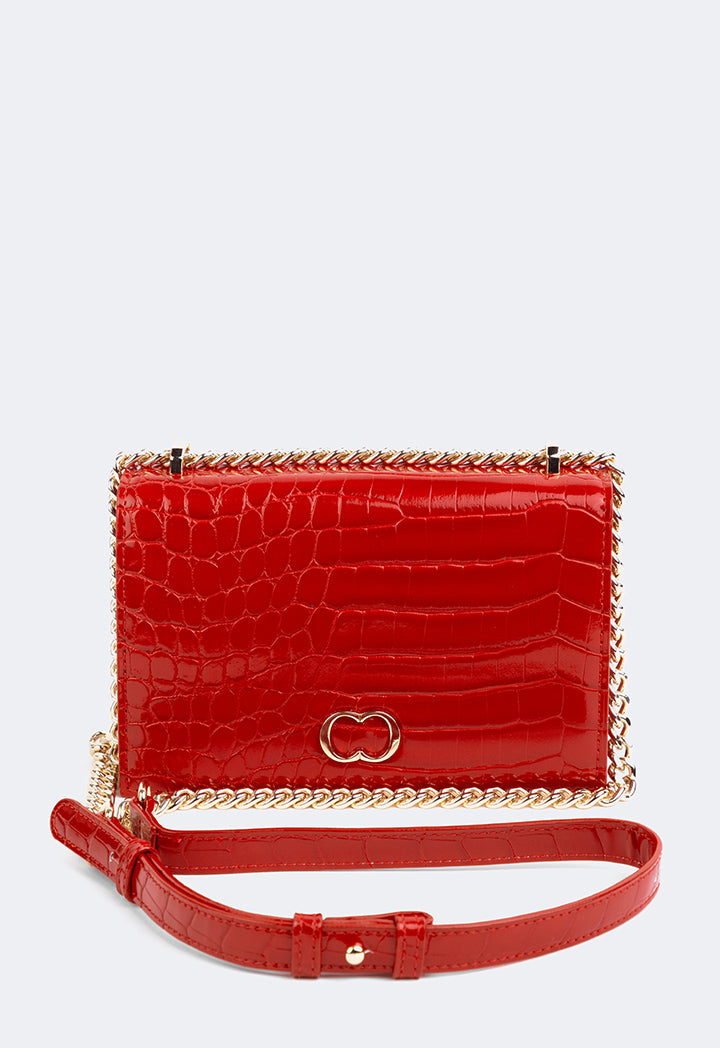 Choice Embossed Croc Cross Body Bag Red