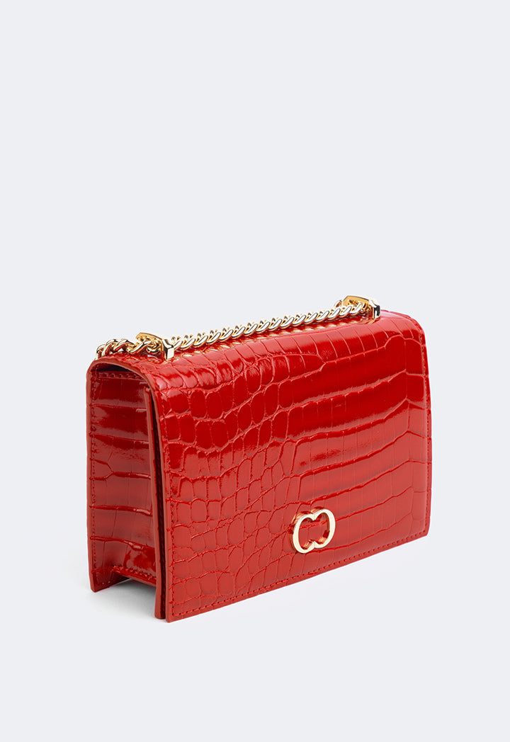 Choice Embossed Croc Cross Body Bag Red