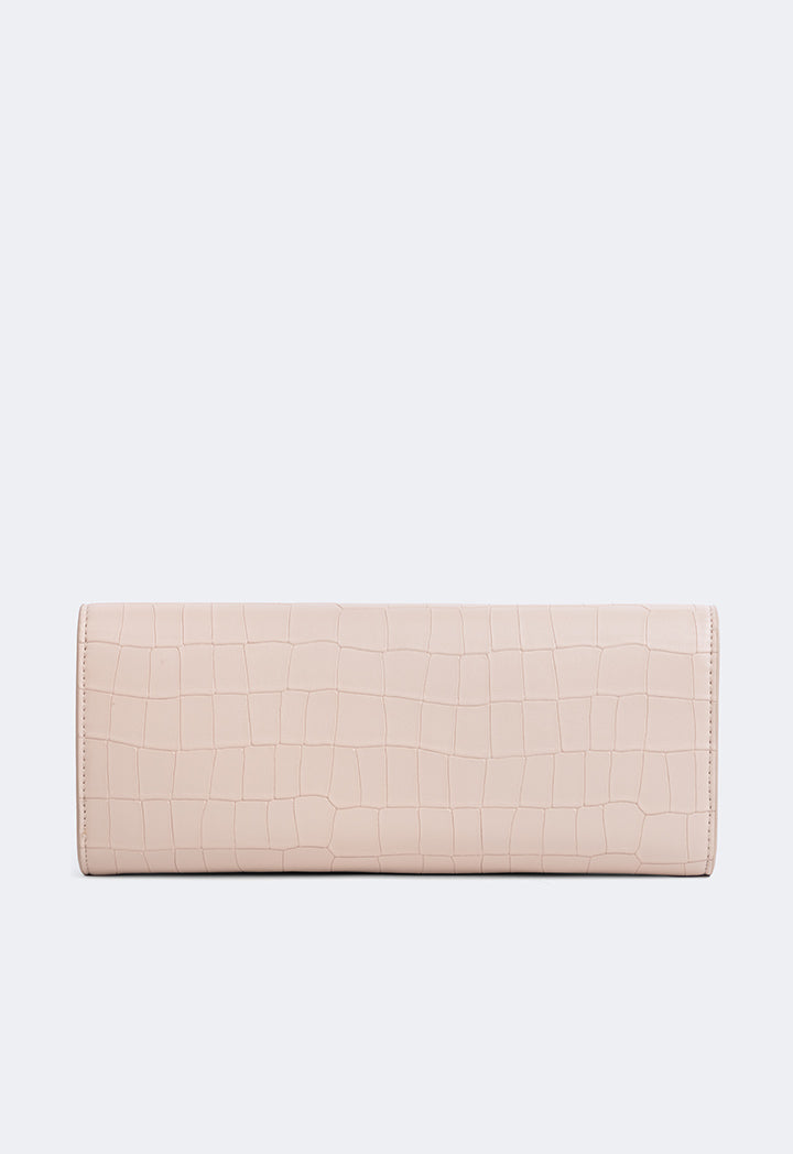 Choice Embossed Croc Clutch Beige