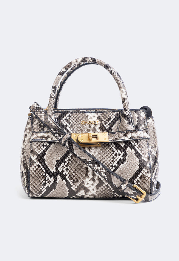 Choice Iconic Metallic Turn Lock Handbag Grey