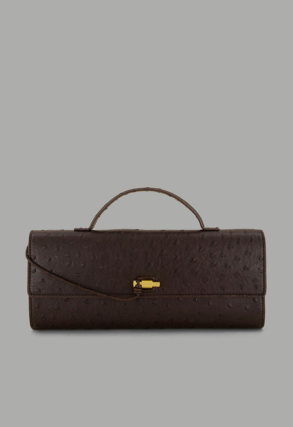 Choice Top Handle Textured Clutch Dark Brown