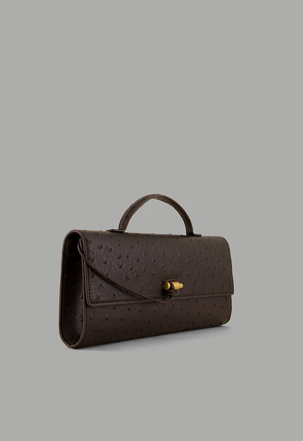 Choice Top Handle Textured Clutch Dark Brown