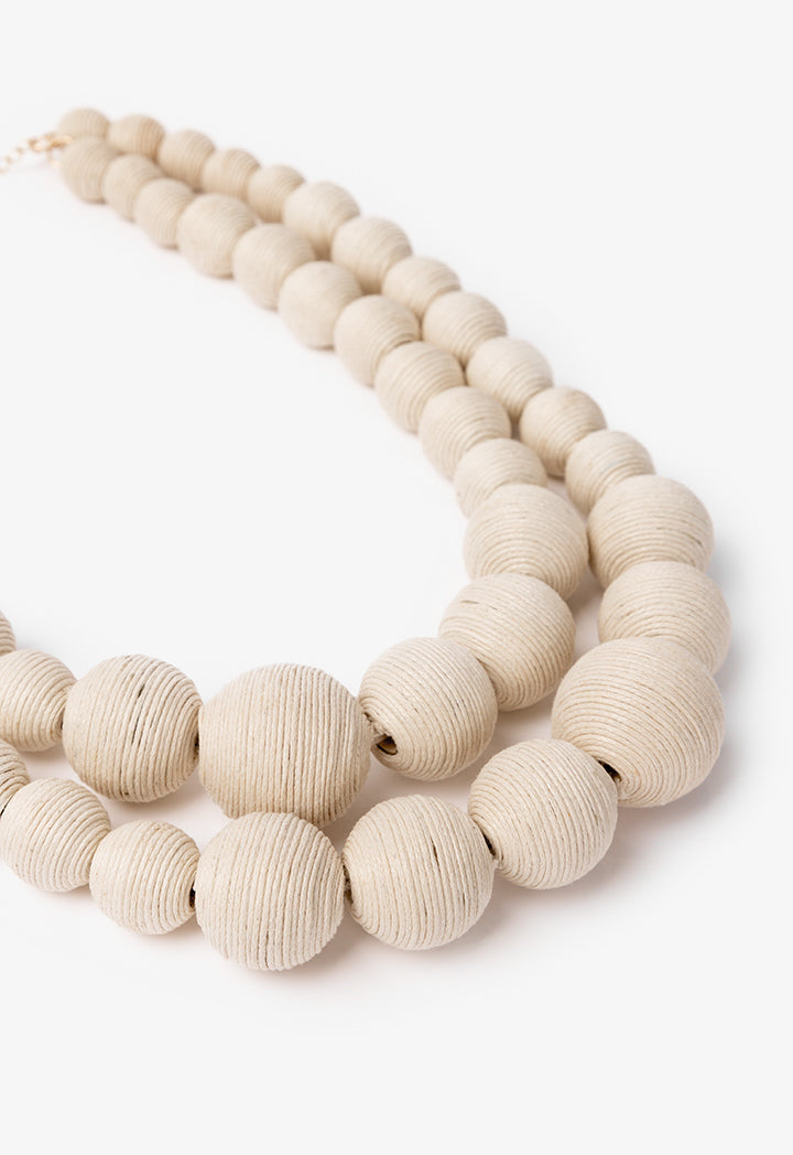 Choice Circular Chunky Thread Wrapped Necklace White