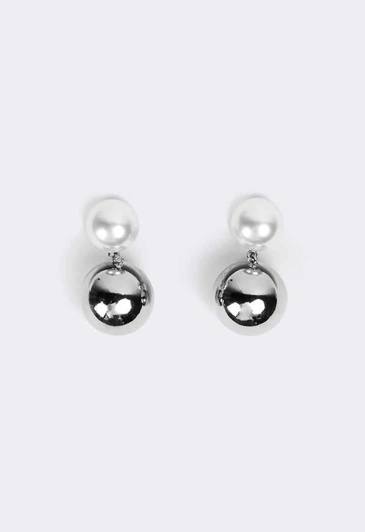 Choice Two Toned Round Earrings Silver