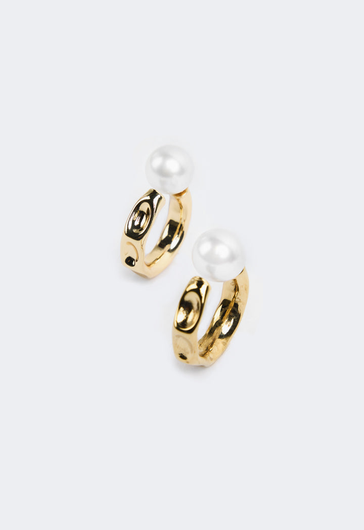 Choice Faux Pearls Hoop Earrings Gold