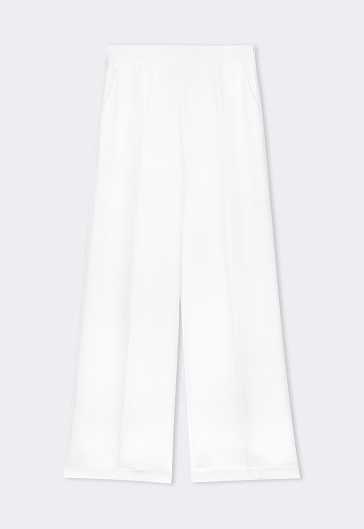 Choice Wide Leg High-Waist Basic Trousers Off White