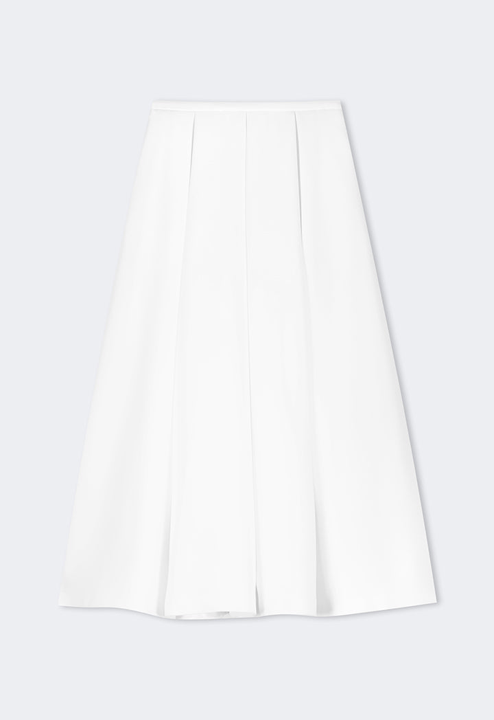 Choice Solid Pleated Maxi Skirt Off White