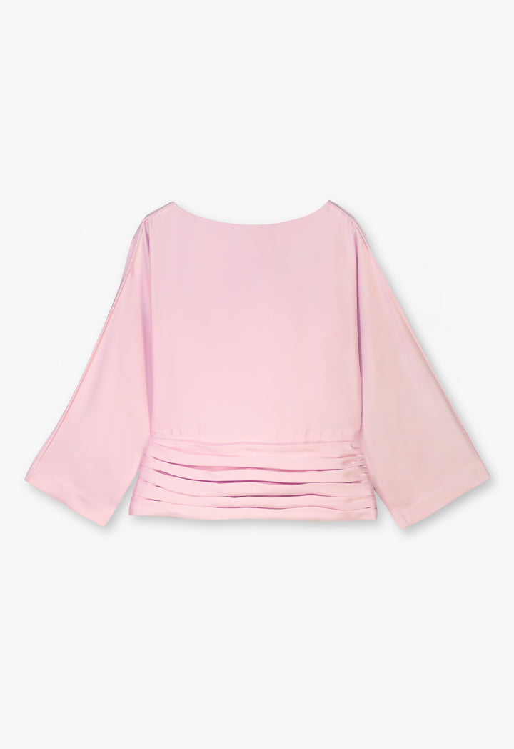 Choice Single Tone Pleated Blouse Pink